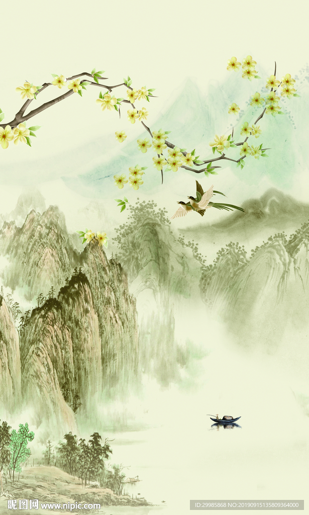 中式玄关 风景画 TIF分层