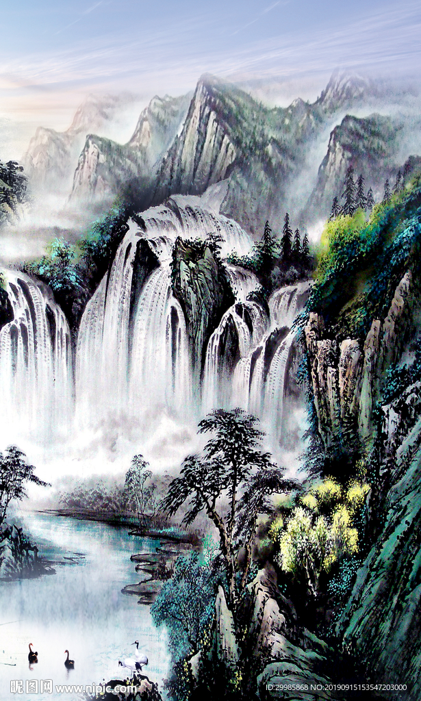 山水玄关 国画 TIF分成