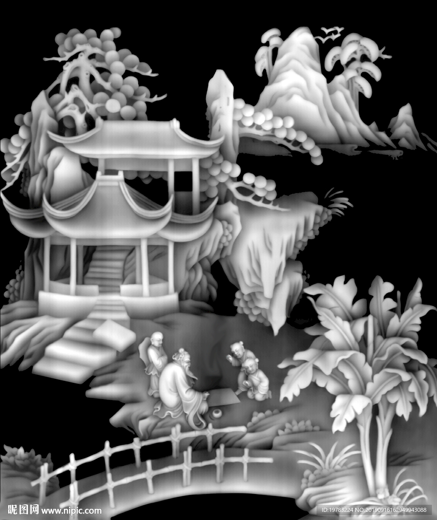精雕图 灰度图 浮雕图 3D图