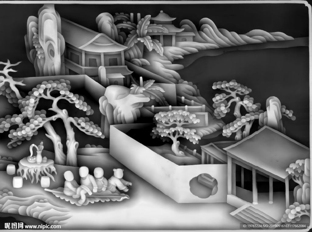 精雕图 灰度图 浮雕图 3D图