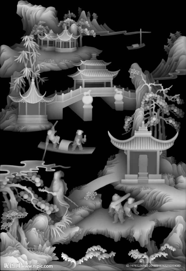 精雕图 灰度图 浮雕图 3D图