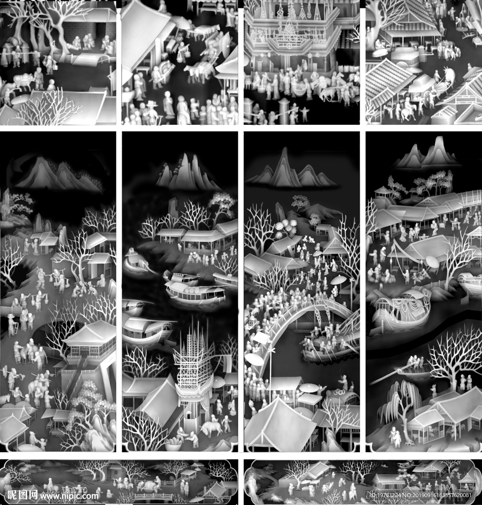 精雕图 灰度图 浮雕图 3D图