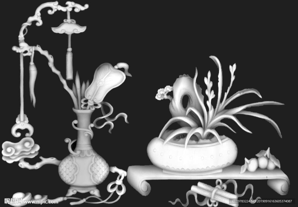 精雕图 灰度图 浮雕图 3D图