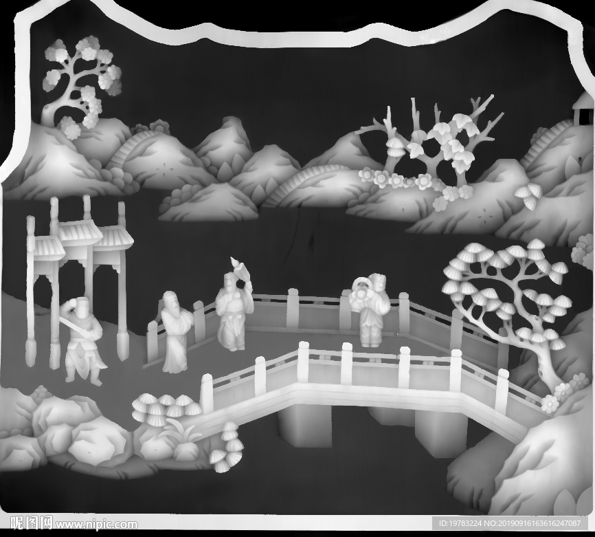 精雕图 灰度图 浮雕图 3D图