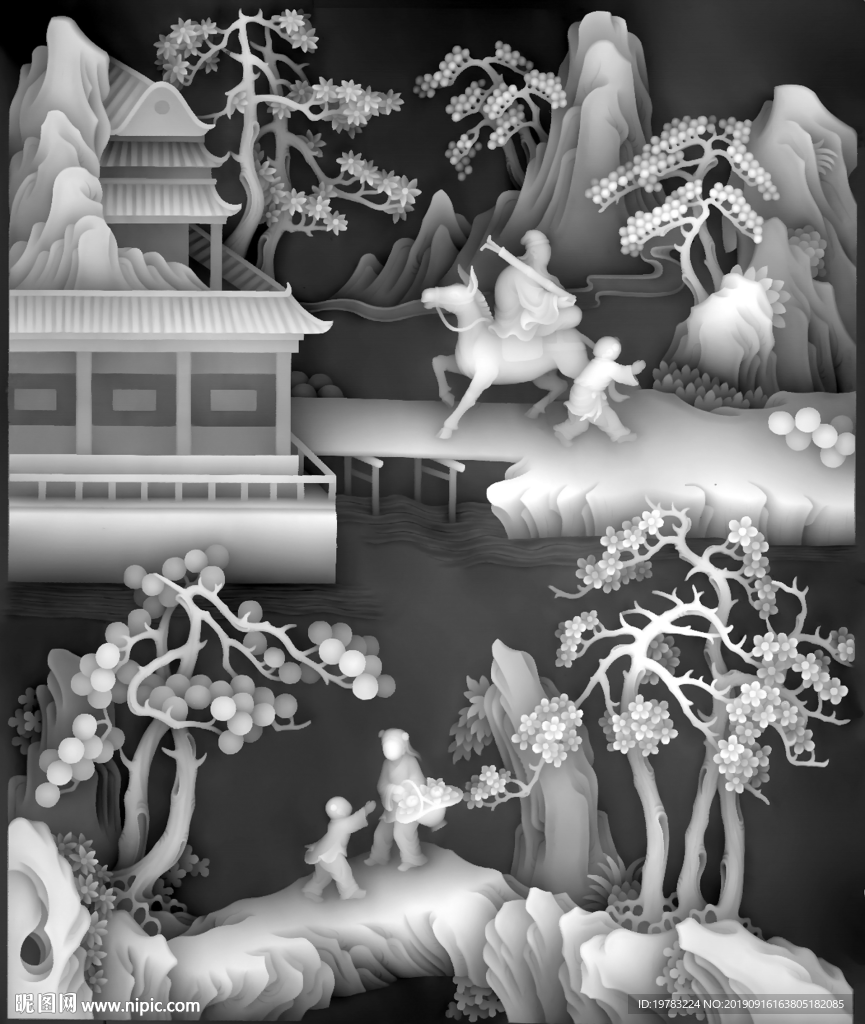 精雕图 灰度图 浮雕图 3D图