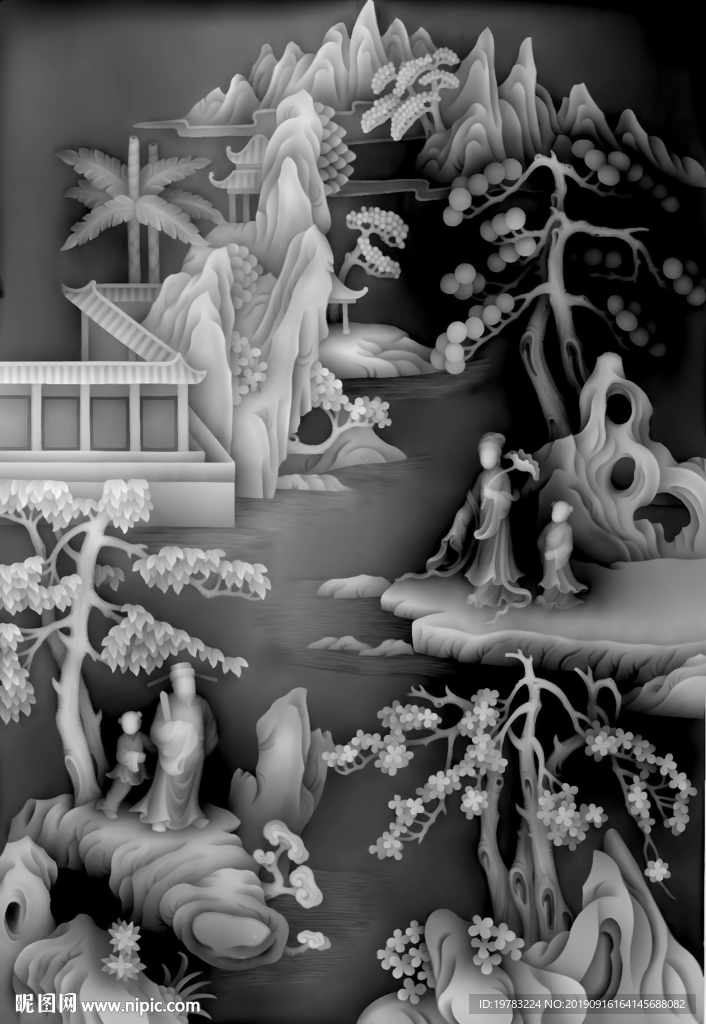 精雕图 灰度图 浮雕图 3D图