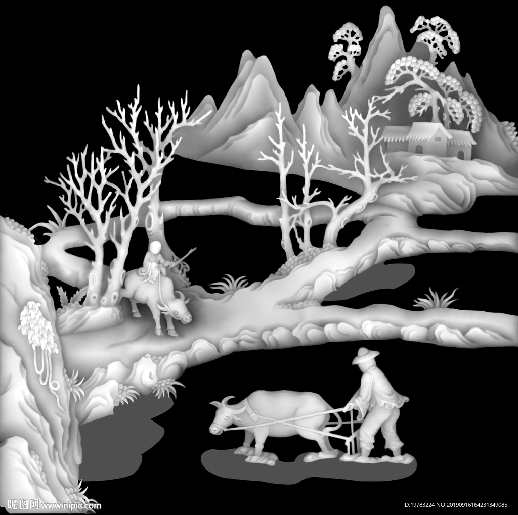 精雕图 灰度图 浮雕图 3D图