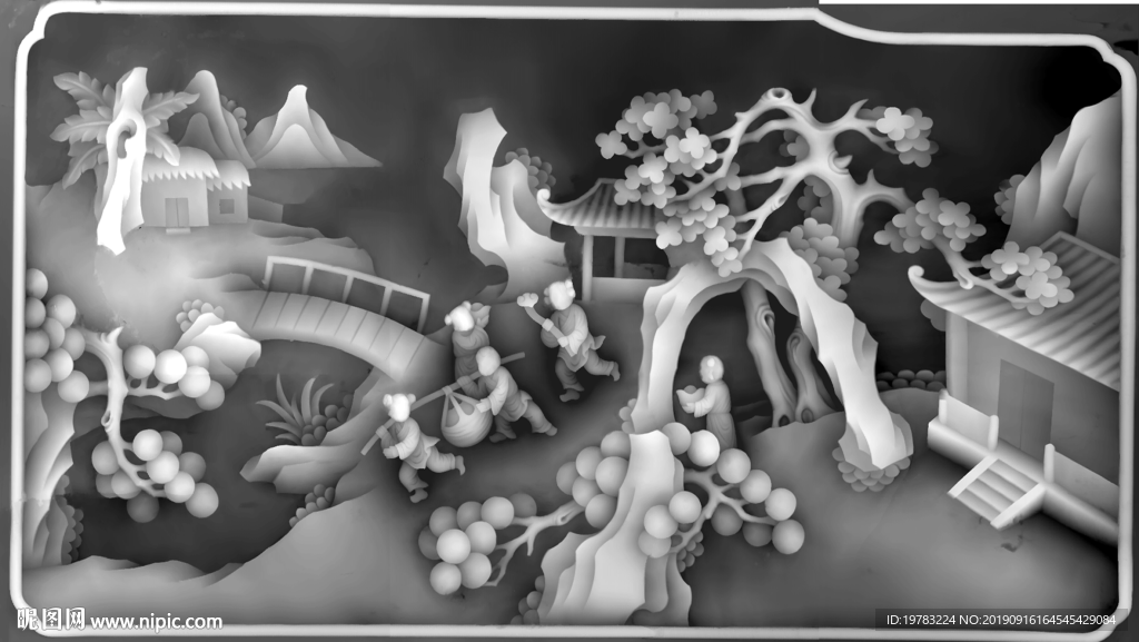 精雕图 灰度图 浮雕图 3D图