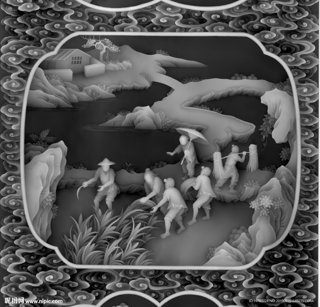 精雕图 灰度图 浮雕图 3D图