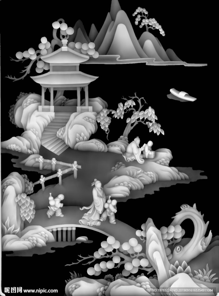 精雕图 灰度图 浮雕图 3D图