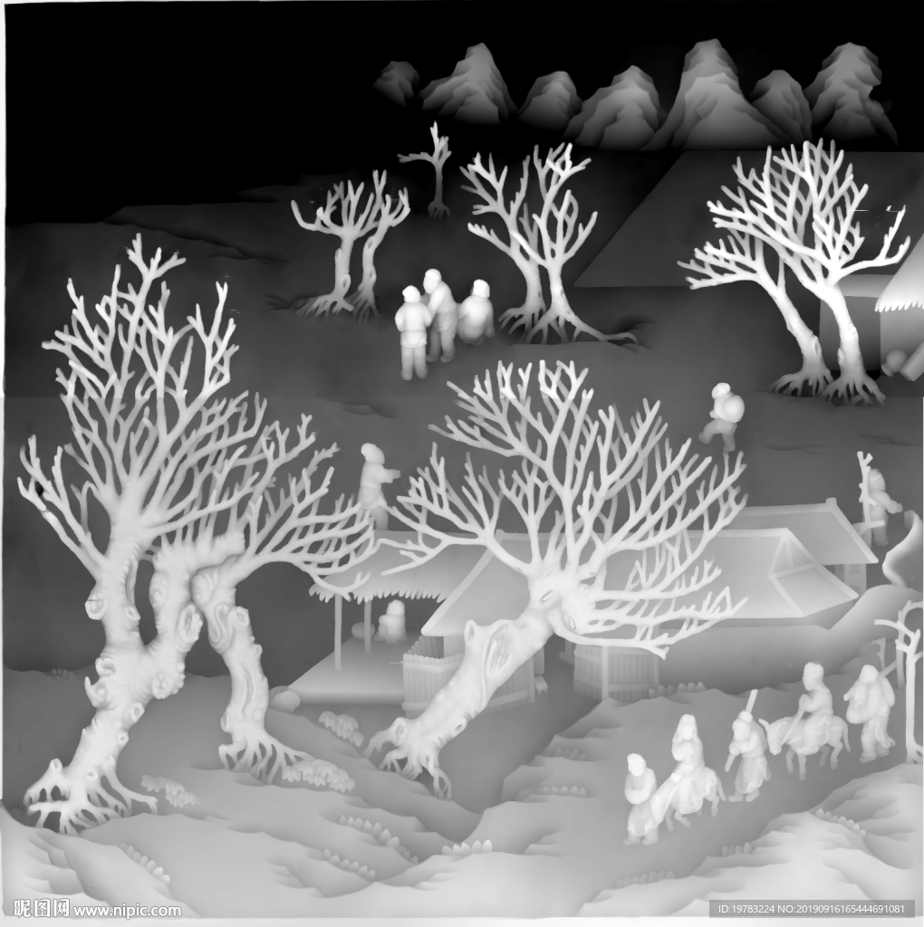 精雕图 灰度图 浮雕图 3D图