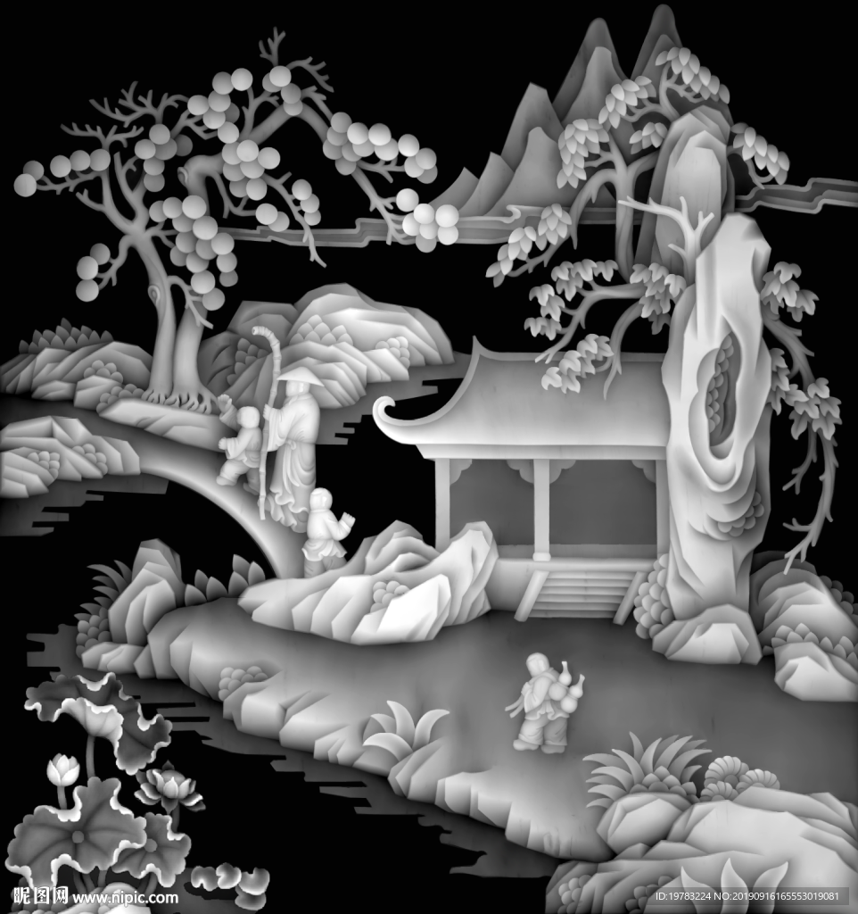 精雕图 灰度图 浮雕图 3D图