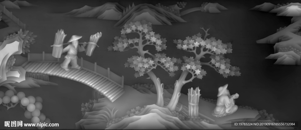 精雕图 灰度图 浮雕图 3D图
