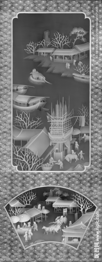 精雕图 灰度图 浮雕图 3D图