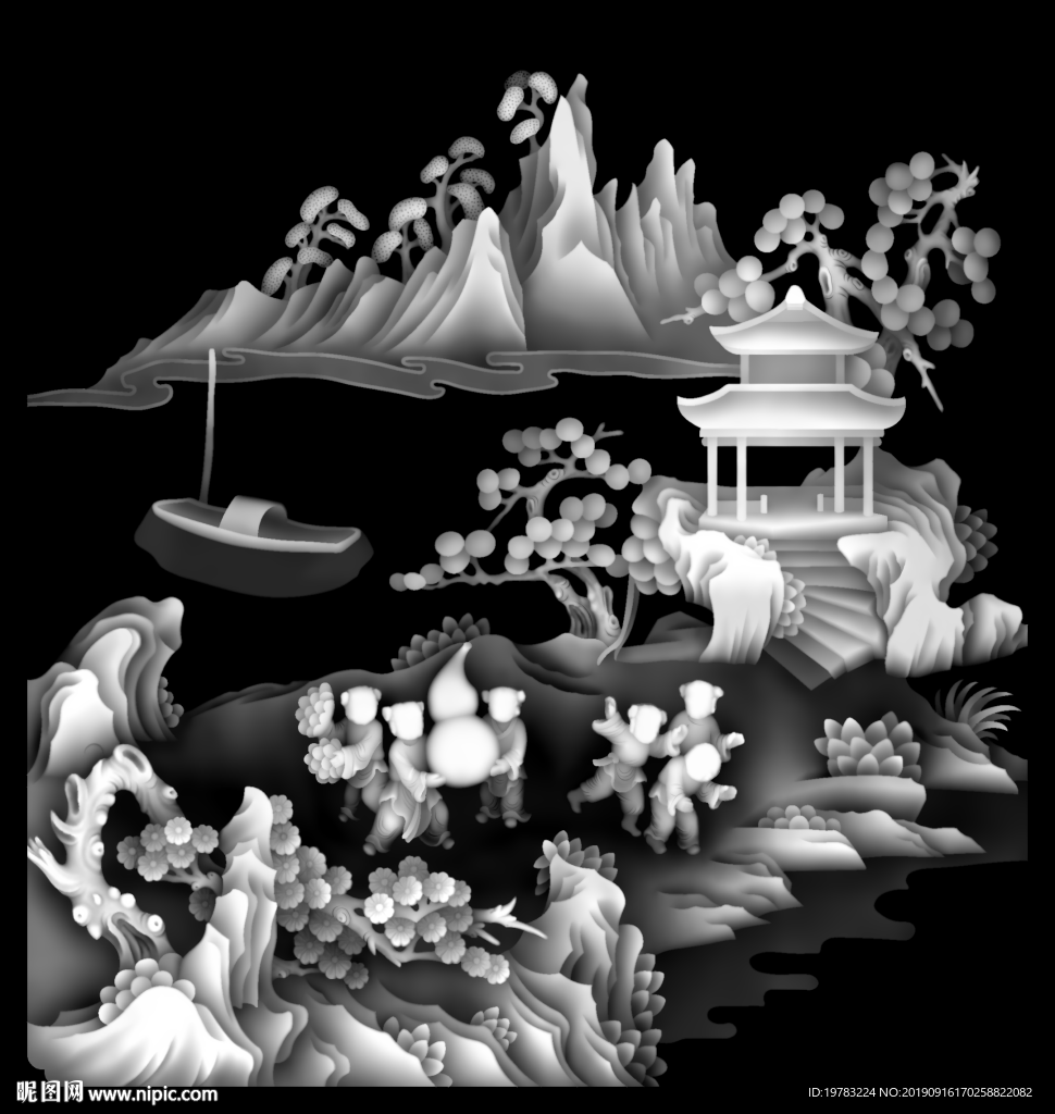 精雕图 灰度图 浮雕图 3D图