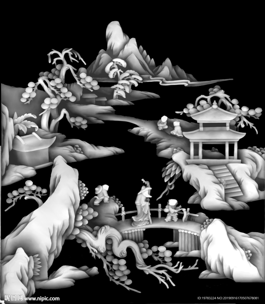 精雕图 灰度图 浮雕图 3D图