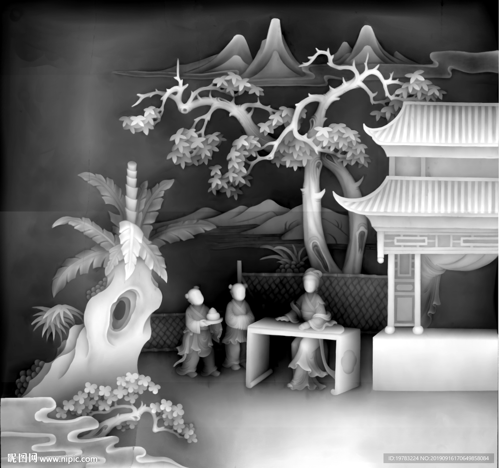 精雕图 灰度图 浮雕图 3D图