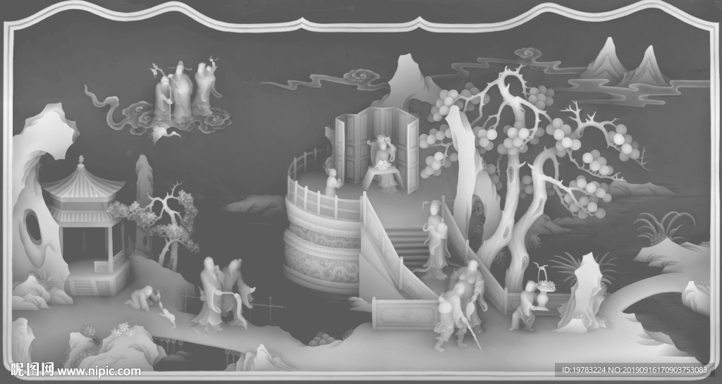 精雕图 灰度图 浮雕图 3D图