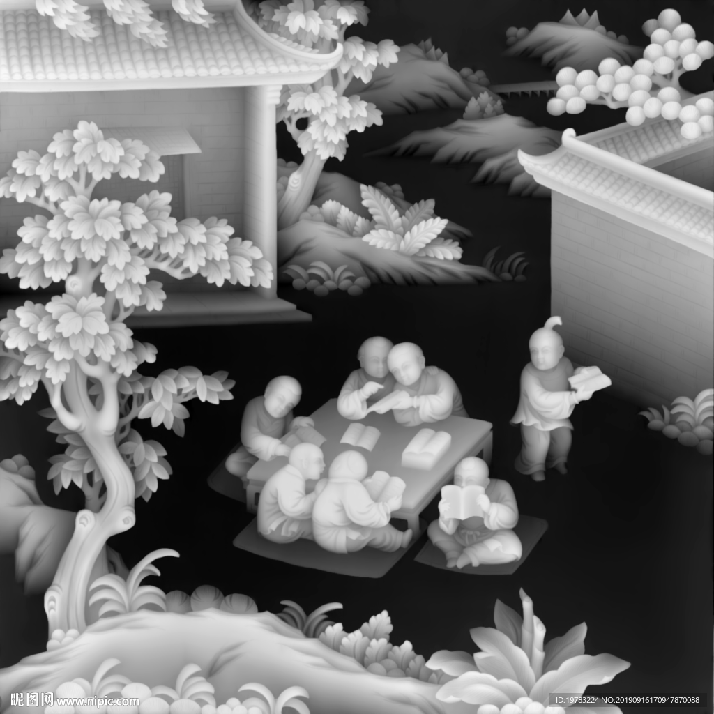 精雕图 灰度图 浮雕图 3D图