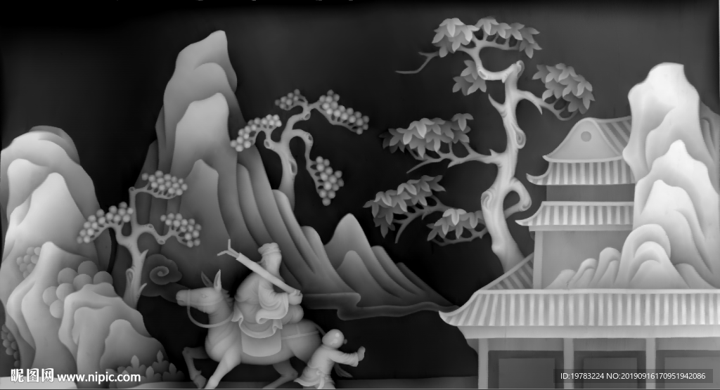精雕图 灰度图 浮雕图 3D图