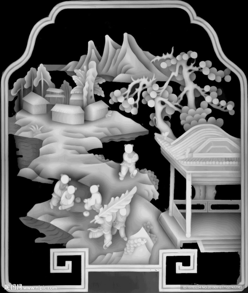 精雕图 灰度图 浮雕图 3D图