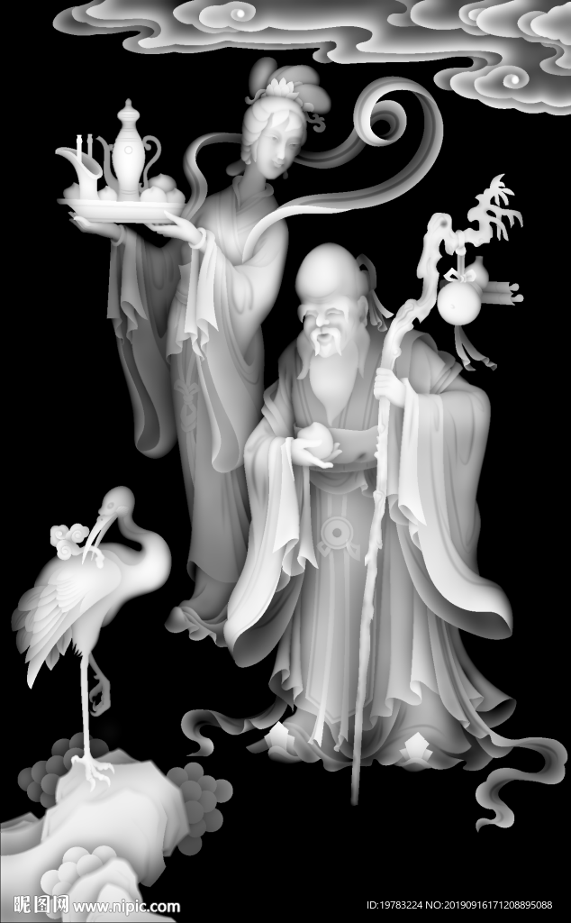 精雕图 灰度图 浮雕图 3D图