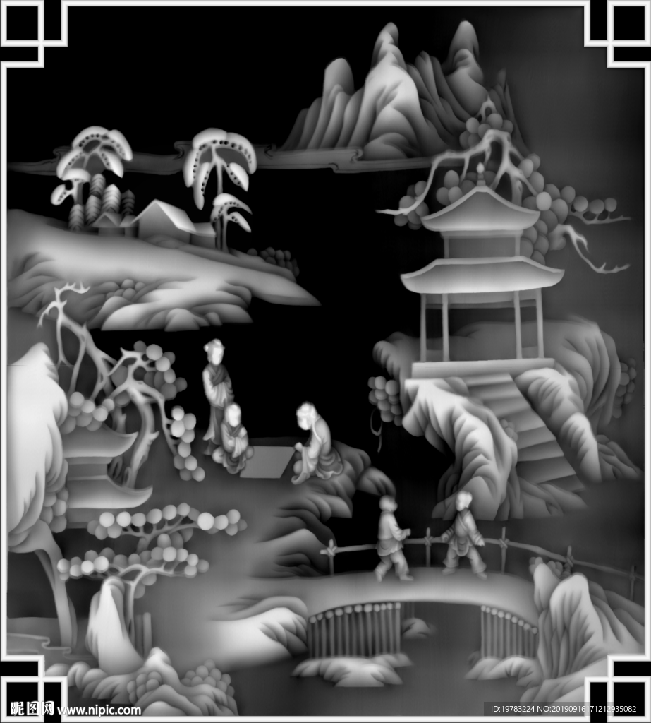 精雕图 灰度图 浮雕图 3D图