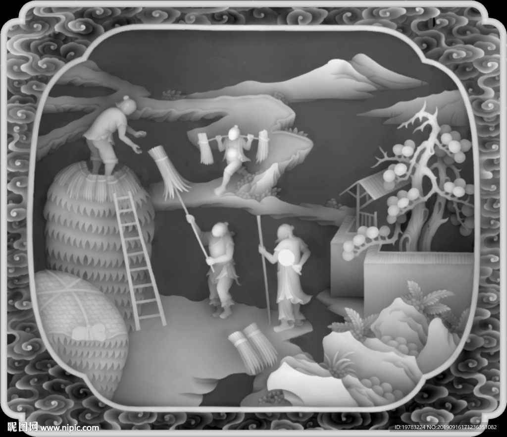 精雕图 灰度图 浮雕图 3D图