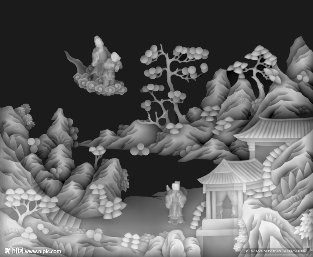 精雕图 灰度图 浮雕图 3D图