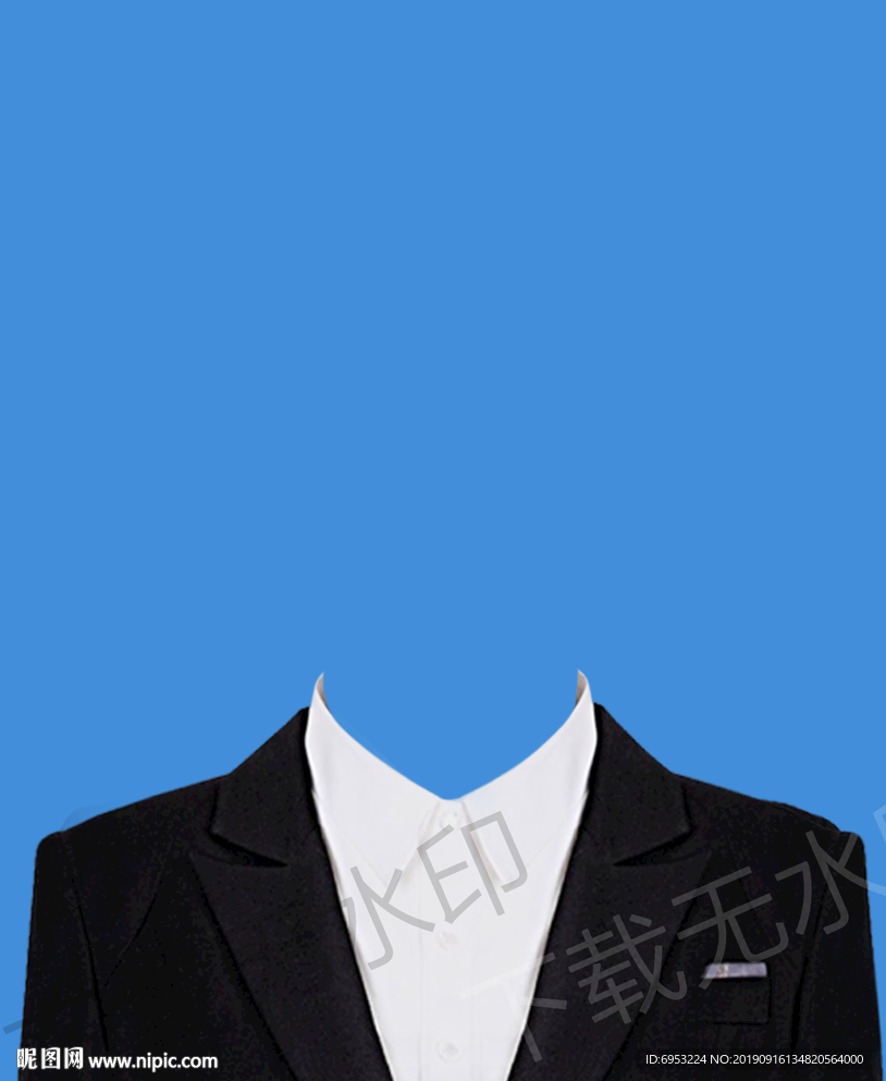 无领带男士西装模板证件照