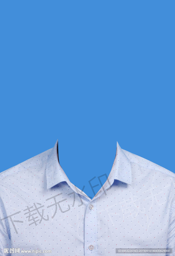 蓝色男生衬衫证件照模板