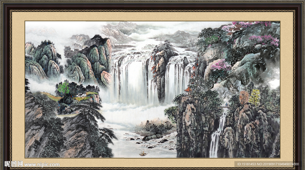 山水瀑布