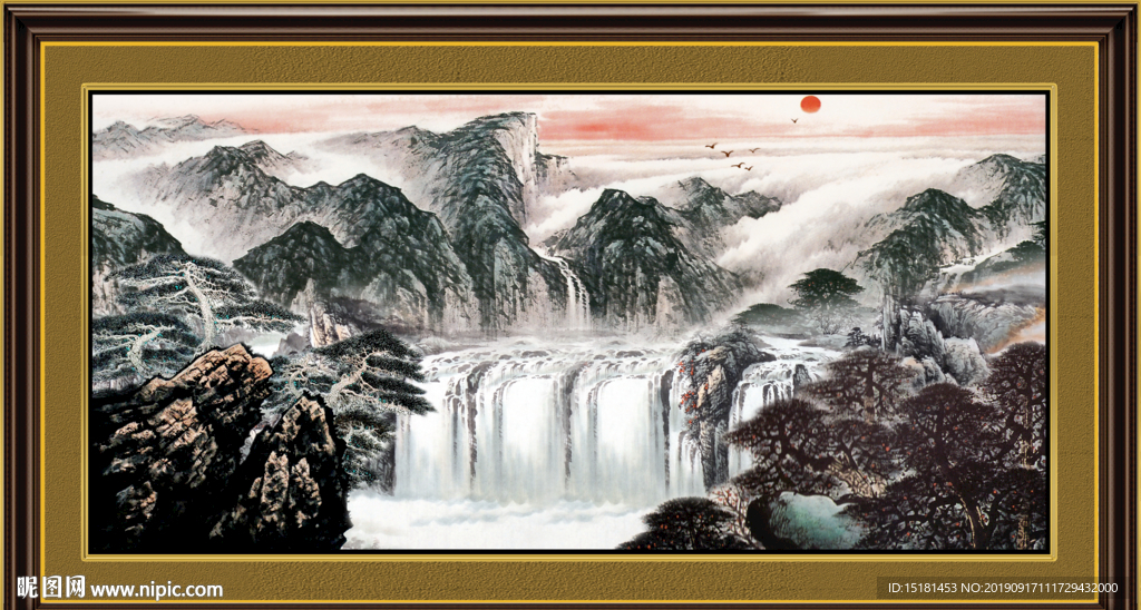 山水瀑布