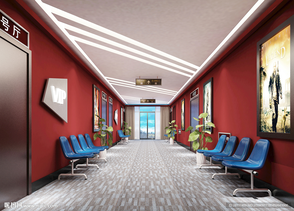 电影院  过道  红色  椅子