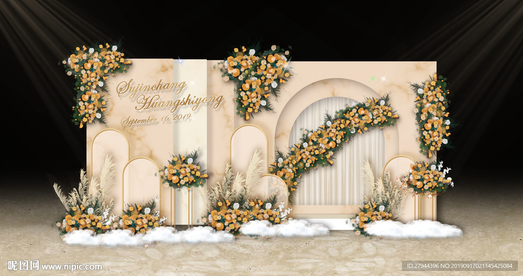 香槟色婚礼迎宾区