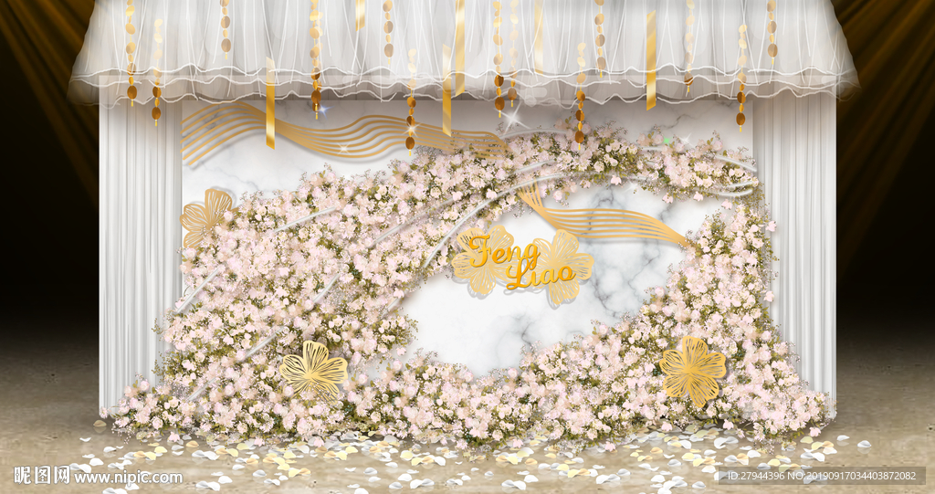 白金色婚礼迎宾区