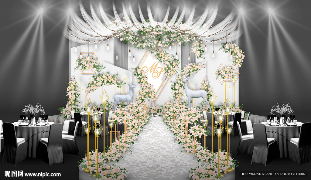 白色大理石婚礼仪式区