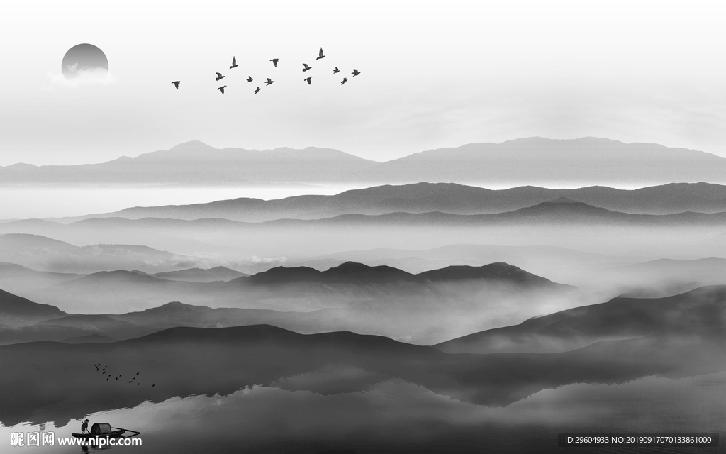 奢华 中国风山水画 TIF分层