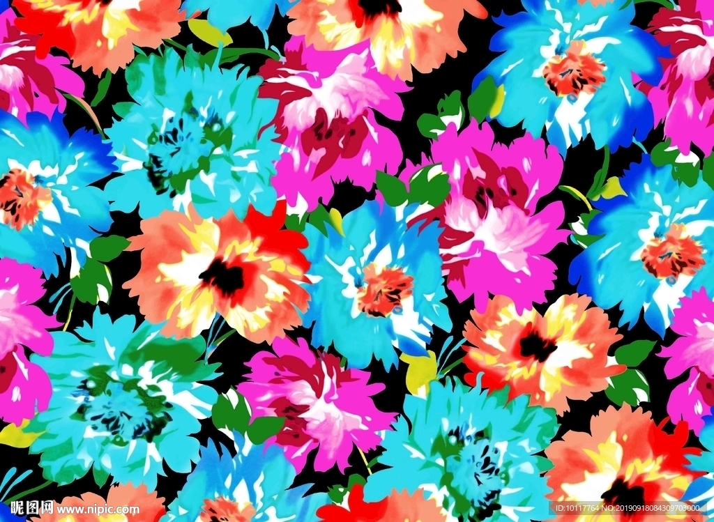 数码印花七彩花