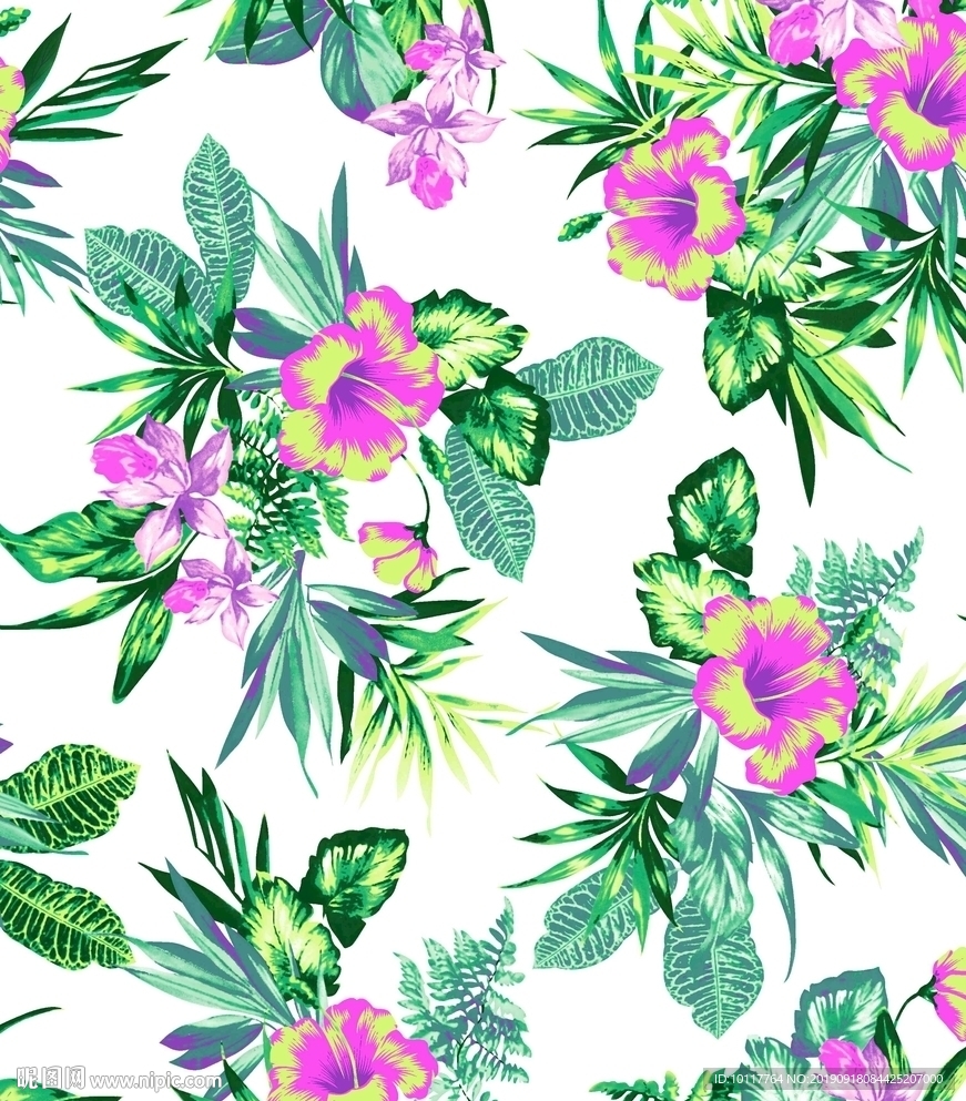 数码印花红花绿叶