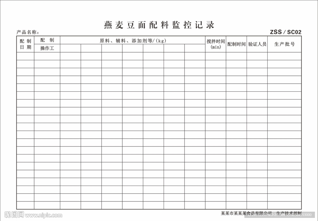 燕麦豆面配料监控记录