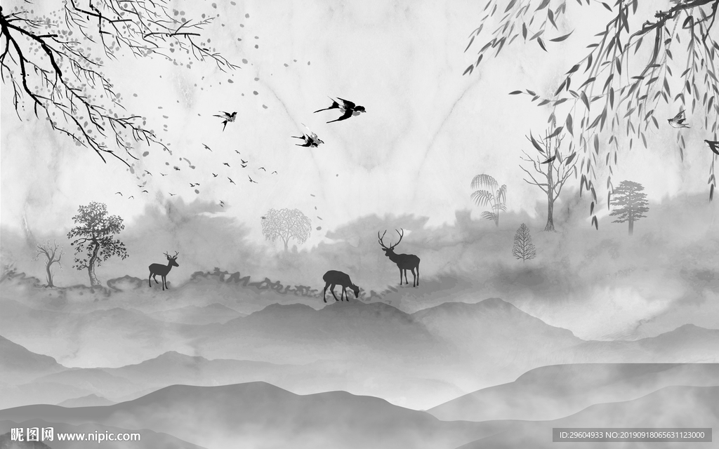 高清 中国风山水画 TIF分层