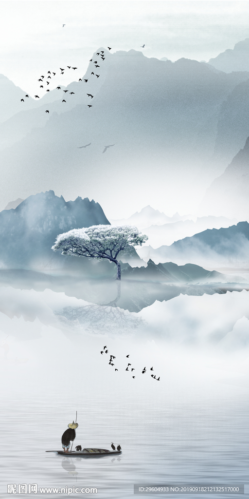 高清 山水水墨画 TIF分层