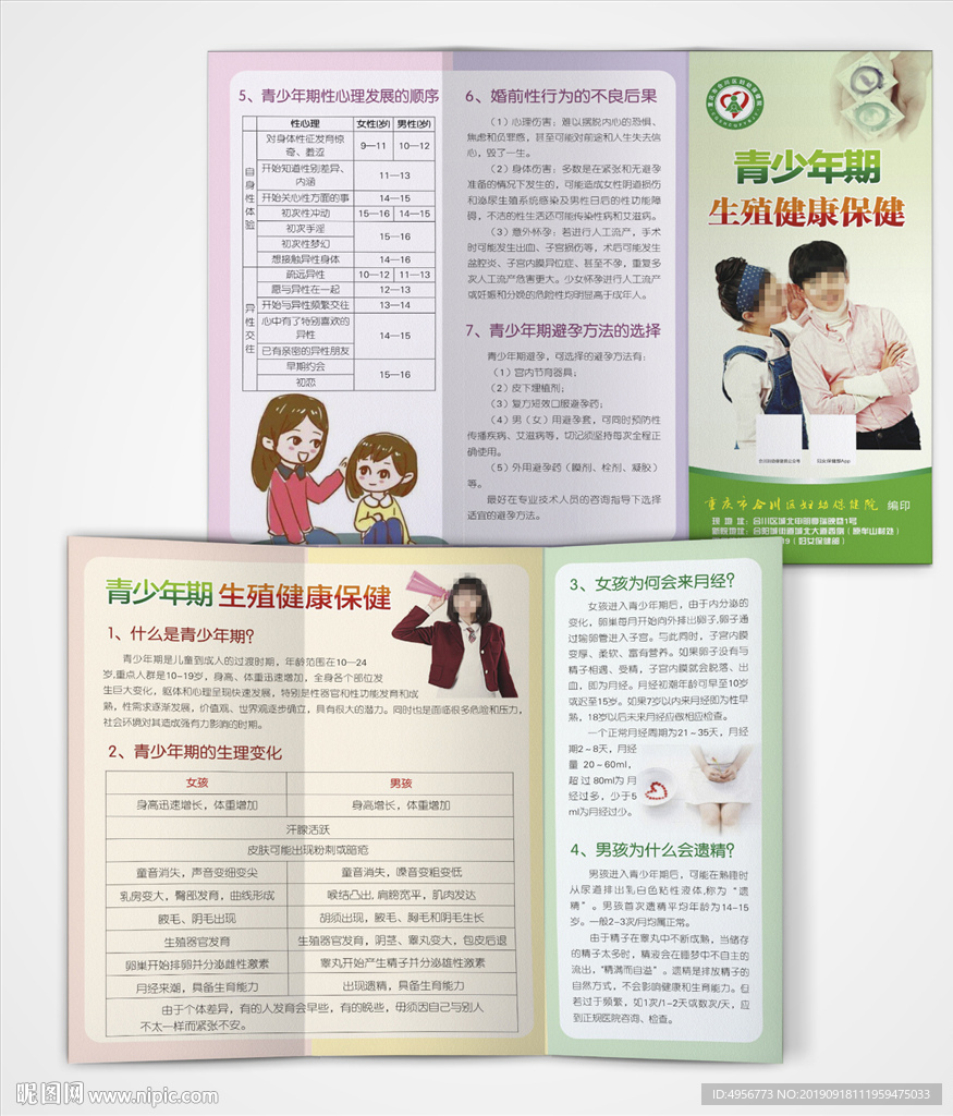 青少年期生殖健康保健三折页