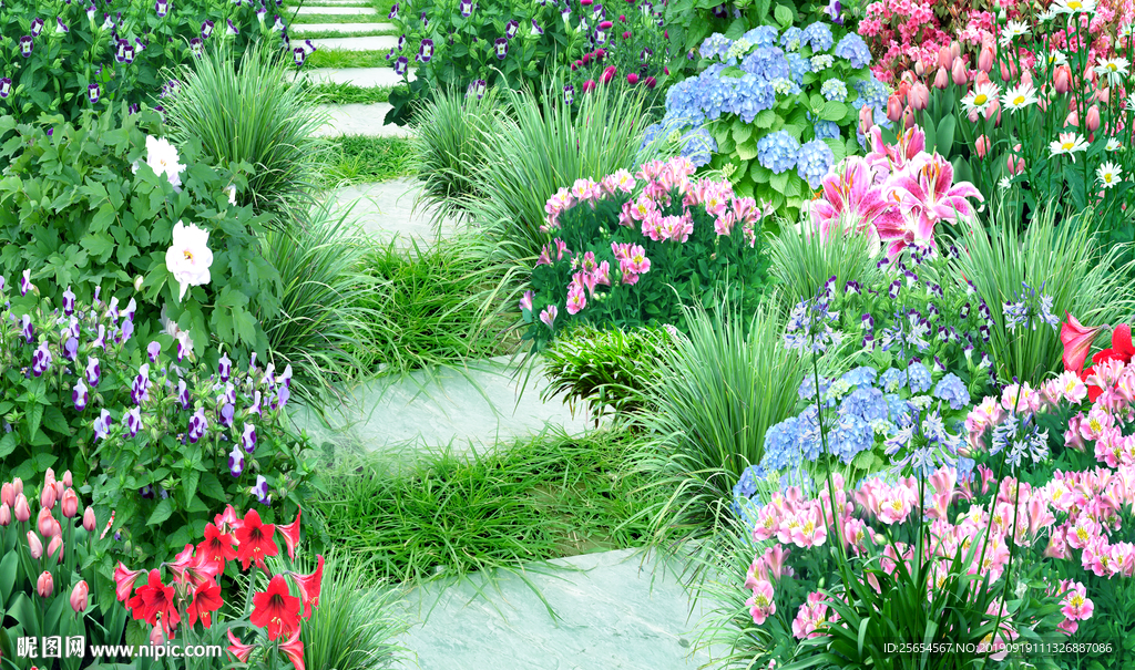 绿草走道背景墙