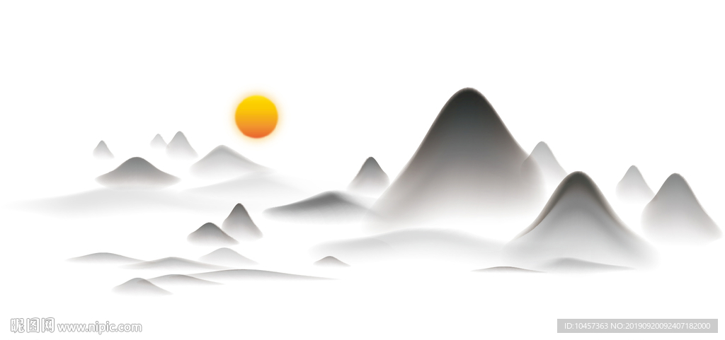 现代新中式风格山水水墨画