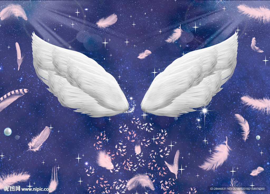 手绘翅膀网红背景拍照墙