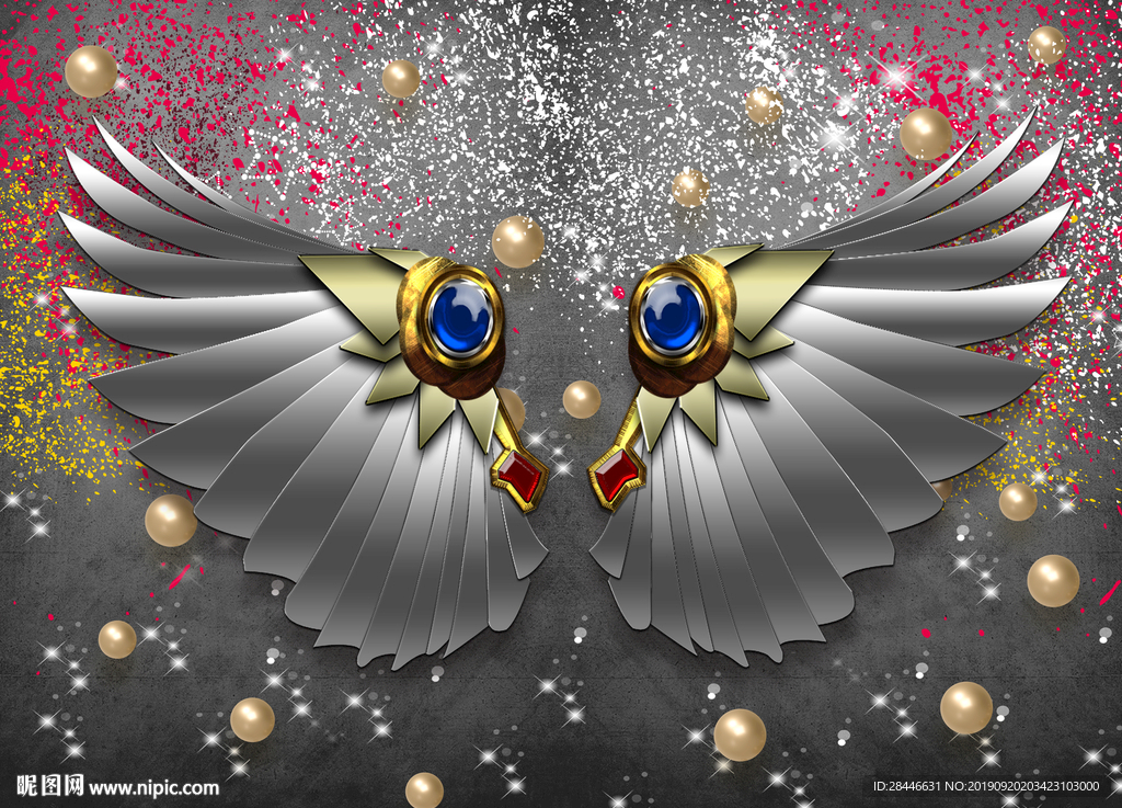 网红翅膀拍照墙