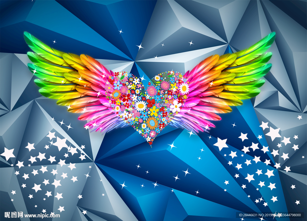 网红翅膀拍照墙