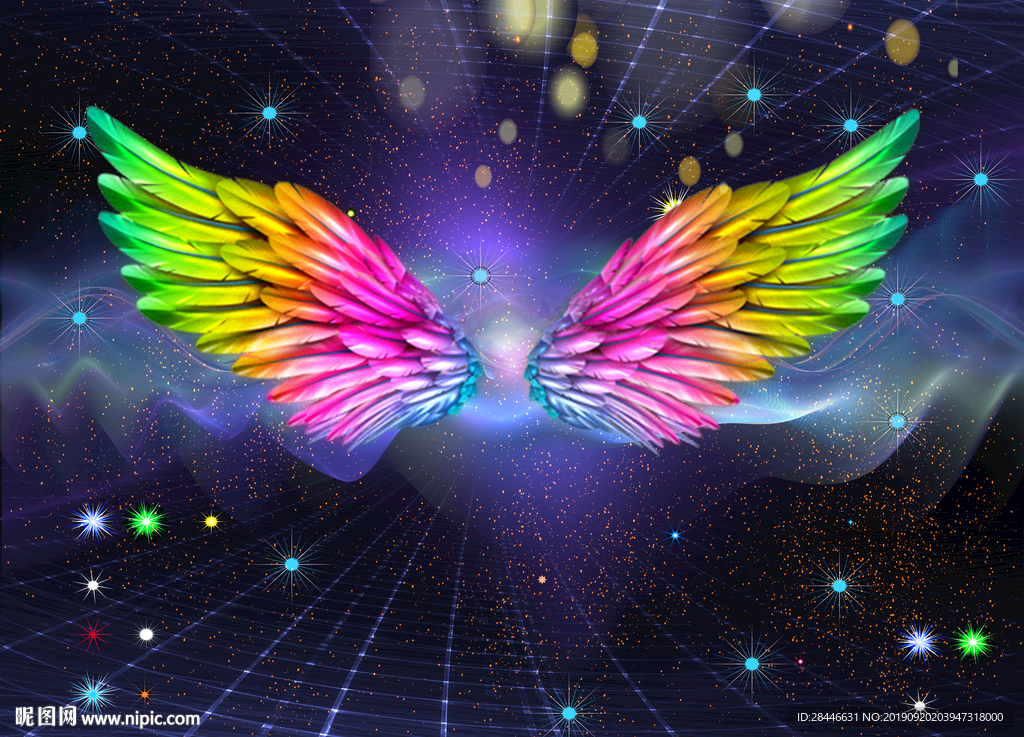 网红翅膀拍照墙